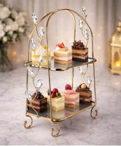 ZEYVE DROPPED STONE 2-TIER SHELF 40x25x15cm *6